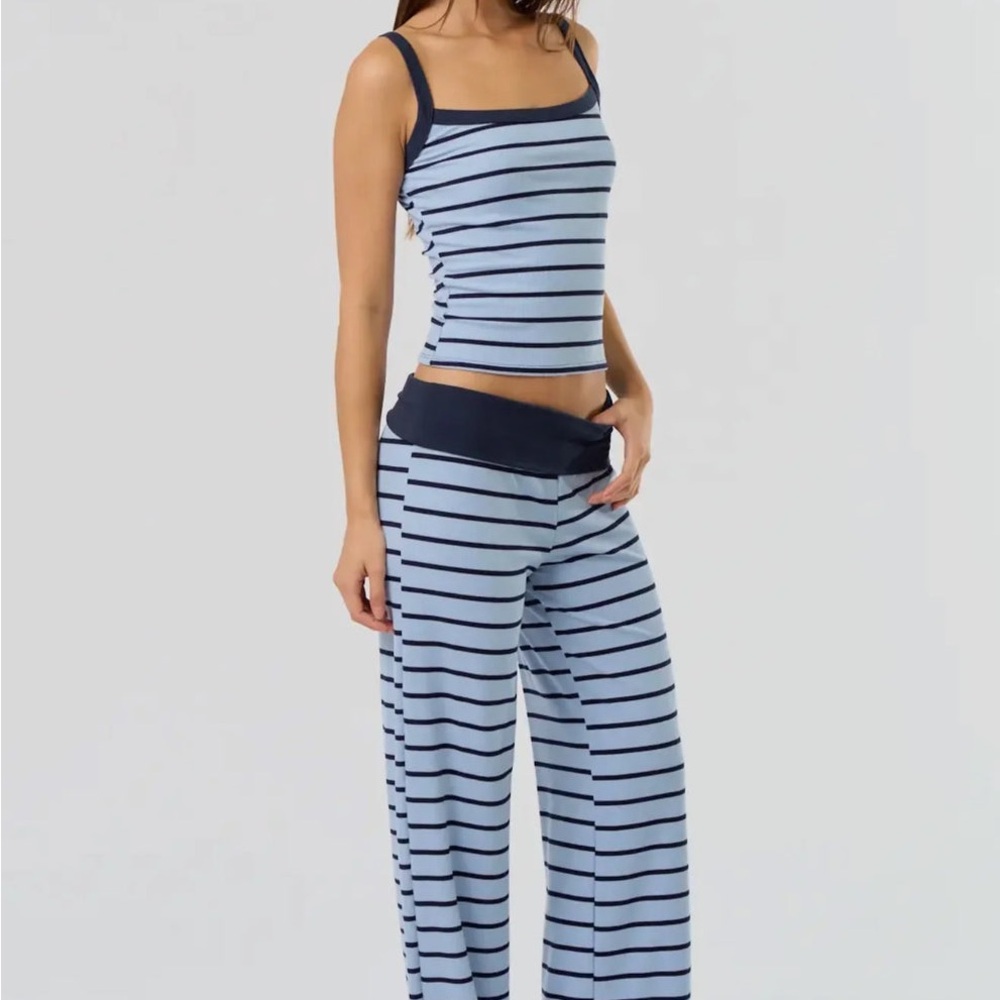 Striped Blue and Black Women's Sleepwear Set